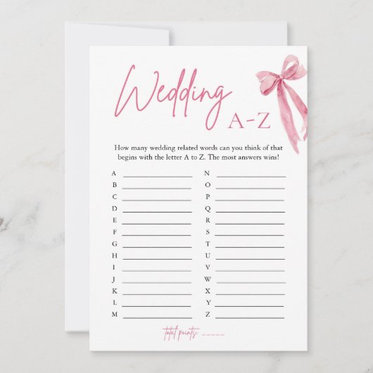 Elegante roze boog bruiloft A-Z Vrijgezellenfeest  Kaart (Voorkant)