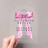 Elegante Roze Boog Bruiloft Acryl Uitnodigingen (Insitu (Draagbaar))