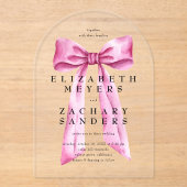 Elegante Roze Boog Bruiloft Acryl Uitnodigingen (Voorkant)
