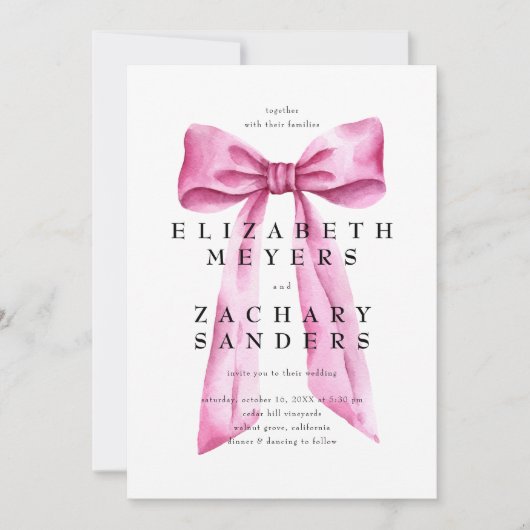 Elegante  Roze Boog Bruiloft Kaart (Voorkant)