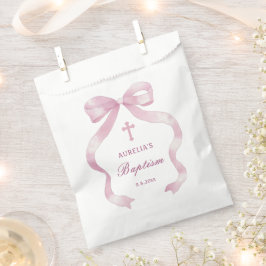 Elegante roze boog doop bedankzakje