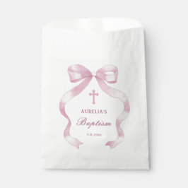 Elegante roze boog doop bedankzakje