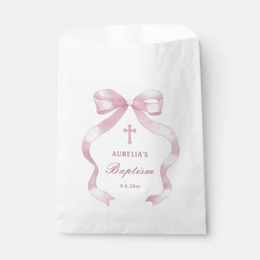 Elegante roze boog doop bedankzakje (Voorkant)