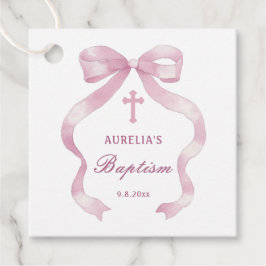 Elegante Roze Boog Doop Favoriet Tags Bedankjes Labels