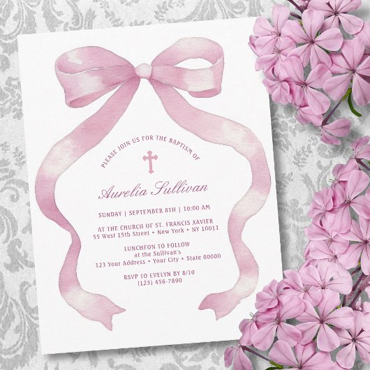 Elegante roze boog doop kaart