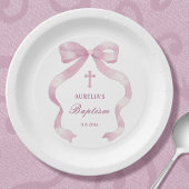 Elegante roze boog doop papieren bordje