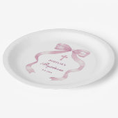 Elegante roze boog doop papieren bordje (Gekanteld)