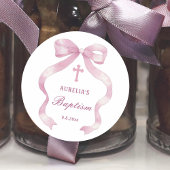 Elegante roze boog doop ronde sticker