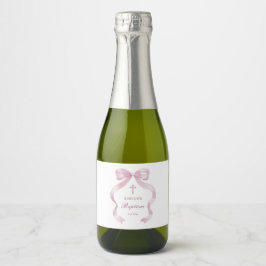 Elegante roze boog doop sparkling wijnetiket
