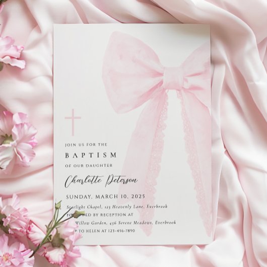 Elegante roze boog doop uitnodiging