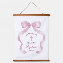 Elegante roze boog doop welkom hangend wandkleed