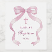 Elegante roze boog doop wijn etiket (Enkel label)