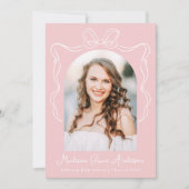 Elegante roze  boog foto afstuderen partij kaart (Voorkant)