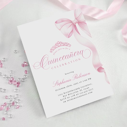 Elegante roze boog foto Quinceañera uitnodiging