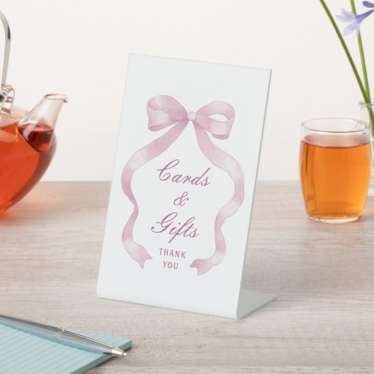 Elegante Roze Boog Kaarten & Geschenken Reclamebord Met Voetstuk (Insitu)