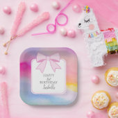 Elegante roze boog regenboog Waterverf eerste verj Papieren Bordje (Feest)