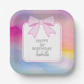 Elegante roze boog regenboog Waterverf eerste verj Papieren Bordje (Voorkant)