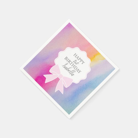 Elegante roze boog regenboog Waterverf eerste verj Servet (Hoek)