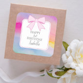 Elegante roze boog regenboog Waterverf eerste verj Vierkante Sticker