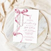 Elegante Roze Boog & Rozenkrans Doop Kaart