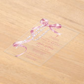 Elegante Roze Boog & Rozenkrans Eerste Heilige Com Acryl Uitnodigingen (Laagn)