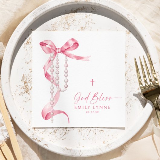 Elegante Roze Boog & Rozenkransdoop Servet