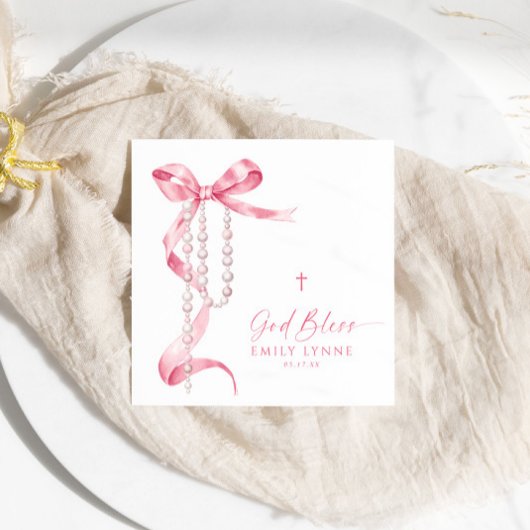 Elegante Roze Boog & Rozenkransdoop Servet