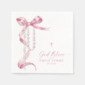 Elegante Roze Boog & Rozenkransdoop Servet (Voorkant)