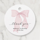 Elegante roze boog verjaardag bedankjes labels (Voorkant)