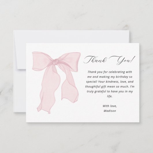 Elegante roze boog verjaardag bedankkaart (Voorkant)