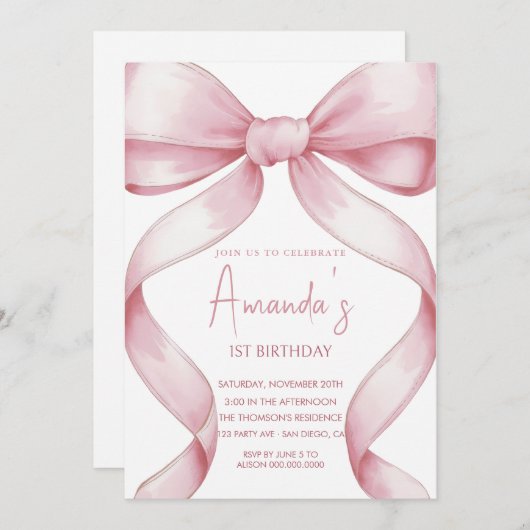 Elegante roze boog verjaardag kaart (Voorkant / Achterkant)