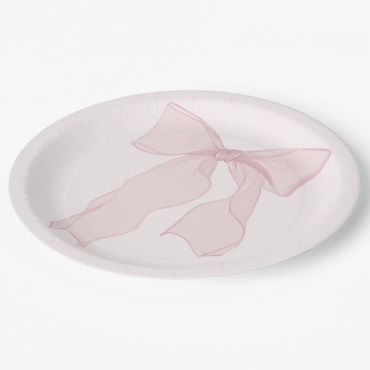 Elegante roze boog verjaardag papieren bordje (Gekanteld)