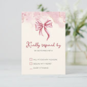 Elegante roze boog verjaardag Quinceañera RSVP Kaartje (Staand voorkant)