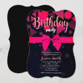 Elegante roze boog verjaardagsfeestje uitnodiging (Voorkant / Achterkant)