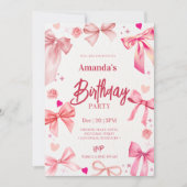 Elegante roze boog verjaardagsfeestje uitnodiging (Voorkant)