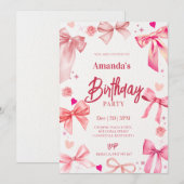Elegante roze boog verjaardagsfeestje uitnodiging (Voorkant / Achterkant)