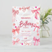 Elegante roze boog verjaardagsfeestje uitnodiging (Staand voorkant)