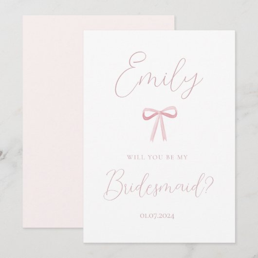 Elegante roze boog zal je mijn bruidsmeisje voorst kaart (Voorkant / Achterkant)