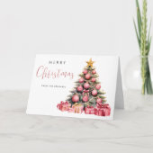 Elegante Roze Boom Moderne Vrolijke Kerstvakantie Kaart (Voorkant)