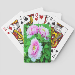 Elegante Roze Boom Pioen Bloemen met Gele Kern Pokerkaarten