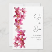 Elegante roze bordeaux orchideeën bloem Save the D Kaart (Voorkant)