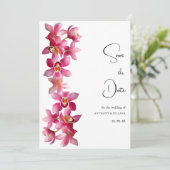 Elegante roze bordeaux orchideeën bloem Save the D Kaart (Staand voorkant)