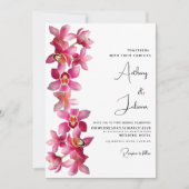 Elegante roze bordeaux orchideeën bloemen Bruiloft Kaart (Voorkant)