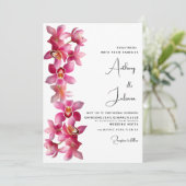 Elegante roze bordeaux orchideeën bloemen Bruiloft Kaart (Staand voorkant)