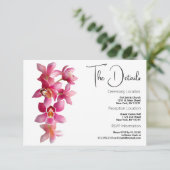 Elegante roze bordeaux orchideeën bloemen Details  Informatiekaartje (Staand voorkant)