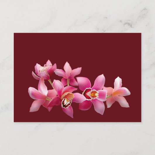 Elegante roze bordeaux orchideeën bloemen Details  Informatiekaartje (Achterkant)