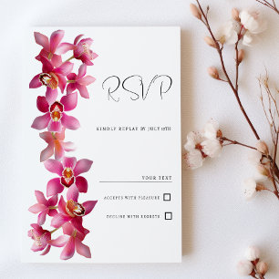 Elegante roze bordeaux orchideeën bloemen RSVP Kaart