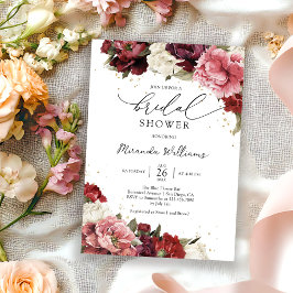 Elegante Roze Bordeaux Rozen Bruidsmeisjesfeest Kaart