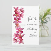 Elegante roze bordeauxrode orchideeën bloemen Dank Kaart (Staand voorkant)