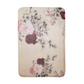 Elegante roze bordeauxrode pioen  bloemig badmat (Voorkant Verticaal)